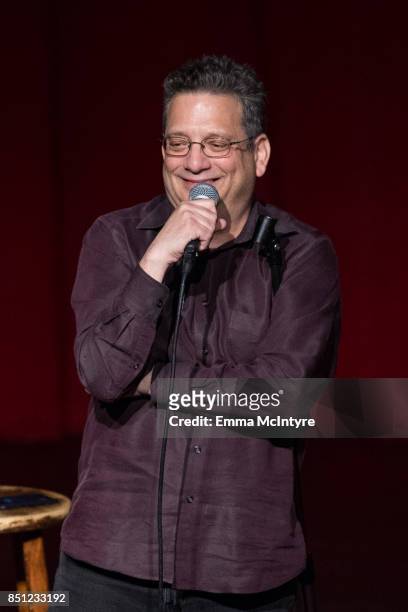 Comedian Andy Kindler performs onstage at Beef Relief - a special benefit for the International Rescue Committee at Largo on September 21, 2017 in...