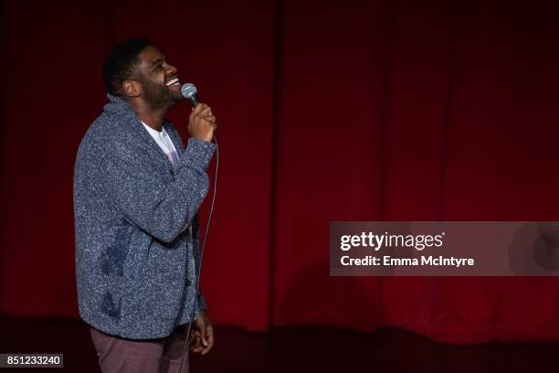 Comedian Ron Funches performs onstage at Beef Relief - a special benefit for the International Rescue Committee at Largo on September 21, 2017 in Los...