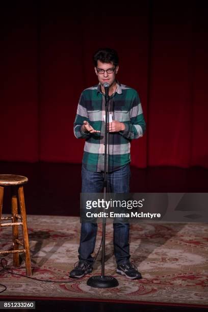 Comedian Dan Mintz performs onstage at Beef Relief - a special benefit for the International Rescue Committee at Largo on September 21, 2017 in Los...