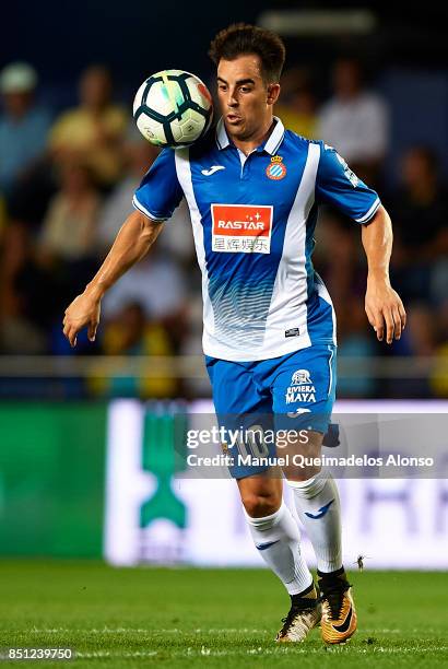 Jose Manuel Jurado of Espanyol in action during the La Liga match between Villarreal and Espanyol at Estadio De La Ceramica on September 21, 2017 in...