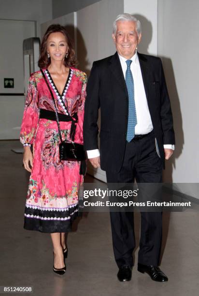 Mario Vargas Llosa and Isabel Preysler attend a conference about Vargas Llosa's last book 'Conversacion en Princeton' on September 21, 2017 in...