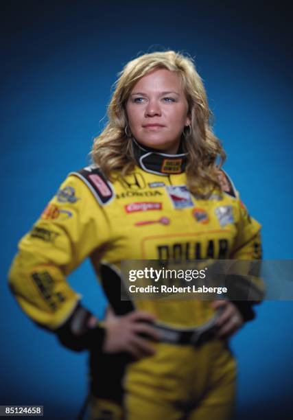 Driver Sarah Fisher poses for a portrait during the IRL IndyCar Series Spring Testing on February 24, 2009 at the Homestead-Miami Speedway in...