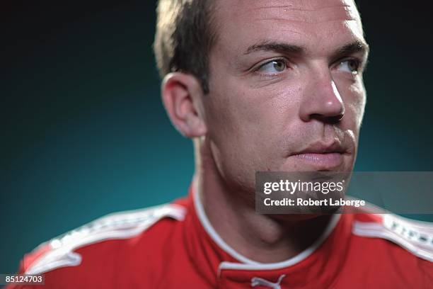 Robert Doornbos driver of the Newman/Haas/Lanigan Racing Dallara Honda poses for a portrait during the IRL IndyCar Series Spring Testing on February...