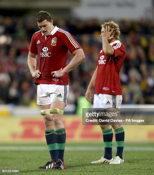 British and Irish Lions' Ian Evans and Billy Twelvetrees stand dejected