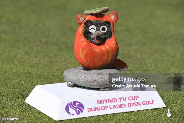 Tee markers are placed on the 3rd hole during the first round of the Miyagi TV Cup Dunlop Ladies Open 2017 at the Rifu Golf Club on September 22,...