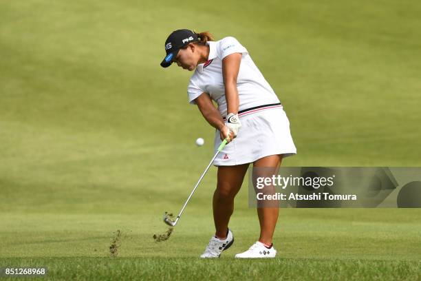 Ai Suzuki of Japan hits her second shot on the 3rd hole during the first round of the Miyagi TV Cup Dunlop Ladies Open 2017 at the Rifu Golf Club on...