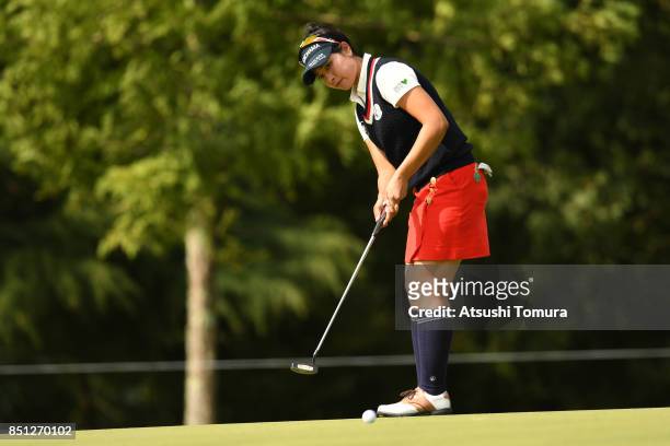 Rikako Morita of Japan putts on the 1st hole during the first round of the Miyagi TV Cup Dunlop Ladies Open 2017 at the Rifu Golf Club on September...