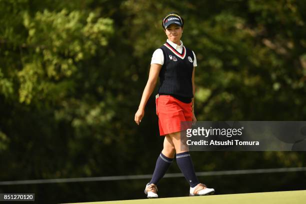 Rikako Morita of Japan looks on during the first round of the Miyagi TV Cup Dunlop Ladies Open 2017 at the Rifu Golf Club on September 22, 2017 in...