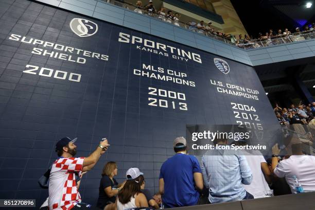 The wall listing SKC's honors reflects the result of the game after being painted by team captain Matt Besler after the gameas Sporting Kansas City...