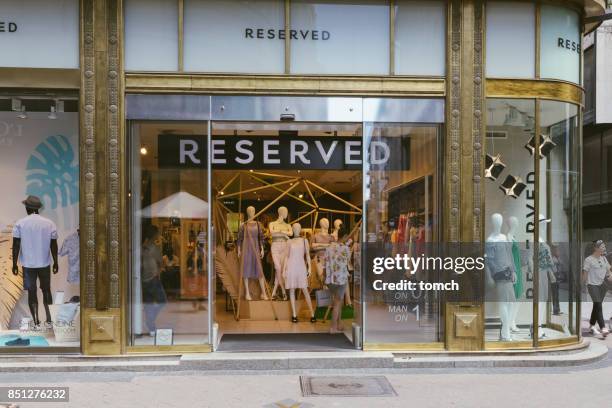 reserved shop on vaci street in the budapest, hungary. - vaci street stock pictures, royalty-free photos & images