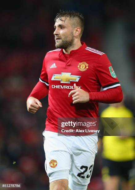 Luke Shaw of Manchester United during the Carabao Cup Third Round match between Manchester United and Burton Albion at Old Trafford on September 20,...