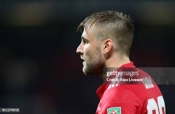 Luke Shaw of Manchester United during the Carabao Cup Third Round match between Manchester United and Burton Albion at Old Trafford on September 20,...