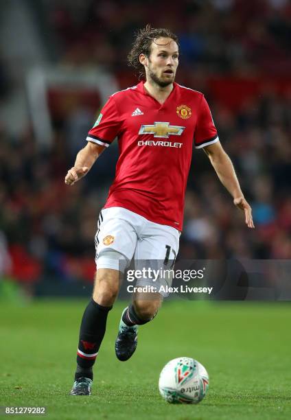 Daley Blind of Manchester United runs with the ball during the Carabao Cup Third Round match between Manchester United and Burton Albion at Old...