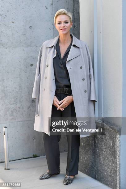 Charlene Wittstock attends the Giorgio Armani show during Milan Fashion Week Spring/Summer 2018 on September 22, 2017 in Milan, Italy.