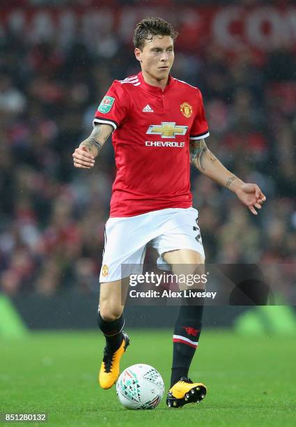 Victor Lindelof of Manchester United during the Carabao Cup Third Round match between Manchester United and Burton Albion at Old Trafford on...