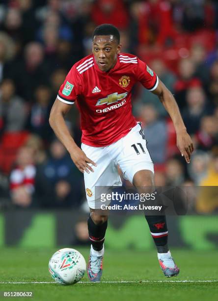 Anthony Martial of Manchester United during the Carabao Cup Third Round match between Manchester United and Burton Albion at Old Trafford on...