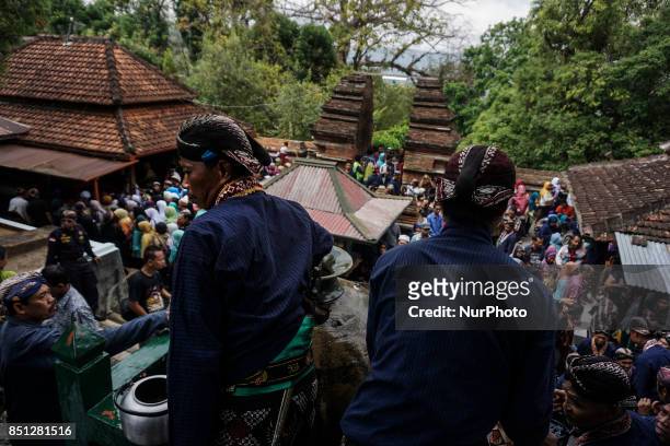 Javanese people follows the ritual of Nguras Enceh ceremony in the complex of the Tomb Kings Mataram at Yogyakarta, Indonesia, on September 22, 2017....