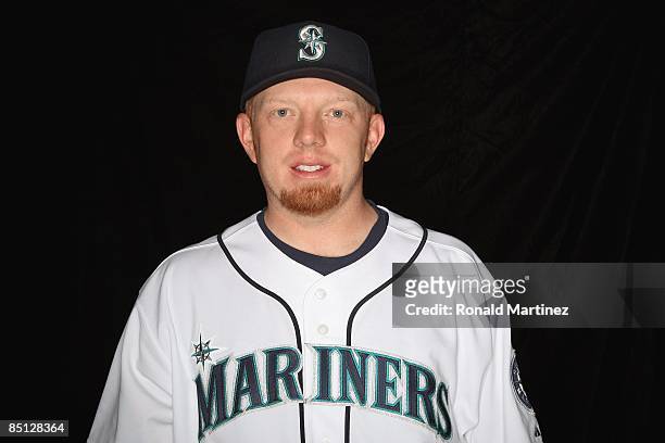 Chris Shelton of the Seattle Mariners poses during photo day at the Mariners spring training complex on February 20, 2009 in Peoria, Arizona.