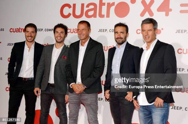 Ricardo Reyes, Luis Garcia, Manu Carreno, Juanma Castano and Nico Abad attend the presentation of new season of Cuatro TV Channel on September 21,...