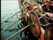 Viking Rowing 1965 Reenactment Montage Viking Longship Sailing With A Crew Of ...
