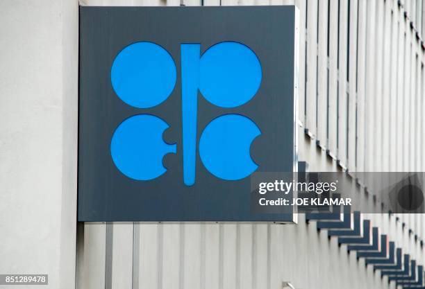 The Organization of the Petroleum Exporting Countries logo is pictured at OPEC's headquarters in Vienna, on September 22, 2017.