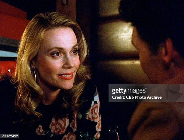 Peggy Lipton as Norma Jennings and Everett McGill as Big Ed Hurley have a discussion in a scene screen grab from the pilot episode of 'Twin Peaks',...