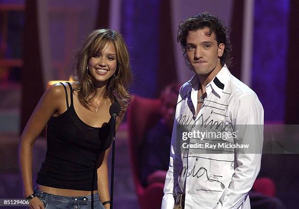 Presenters Jessica Alba and JC Chasez for Choice Movie Breakout Actress Presented by AOL/Teen People