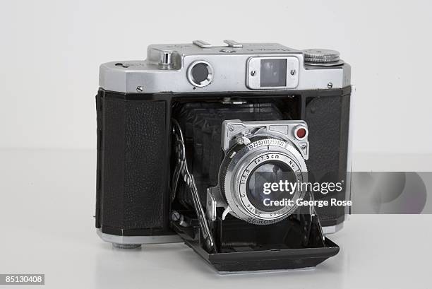 Japanese-made Mamiya 6 6x6 roll film rangefinder camera with a Olympus Zuiko 75mm f3.5 lens is seen in this 2009 Healdsburg, California, studio photo.