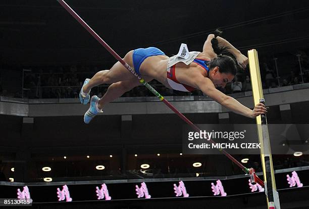 Yelena Isinbayeva of Russia competes during the women's Pole Vault to clear the bar at 4,90 meter at the World Record Holders Athletics Meeting in...