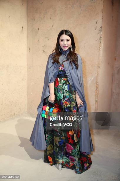 Wendy Yu attends the Mary Katrantzou show during London Fashion Week Spring/Summer 2018 on September 17, 2017 in London, England.
