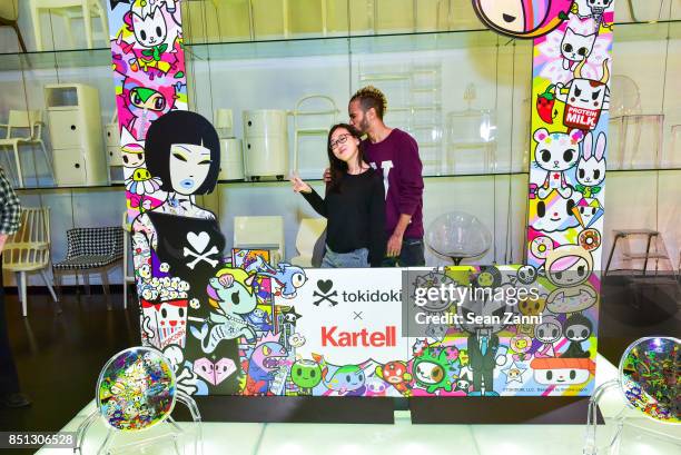 Ariel Ortega and Eunice Gee attend the tokidoki x Kartell Launch Party at Kartell Flagship Store New York on September 21, 2017 in New York City.