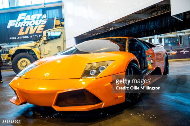 Lamborghini Murcielago used on screen by Tyrese Darnell Gibson in The Fate of the Furious during the 'Fast & Furious Live' media launch day event...