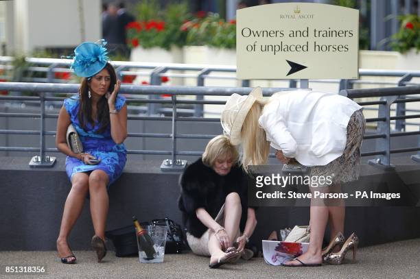 Guests leave at the end of Ladies' Day at Royal Ascot.