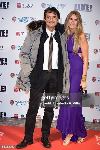 Giulio Base and Tiziana Rocca attend 'Live!' premiere at Warner Cinema Moderno on February 26, 2009 in Rome, Italy.