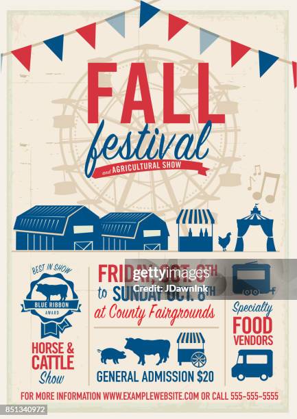 fall festival agricultural show poster design template - livestock show stock illustrations