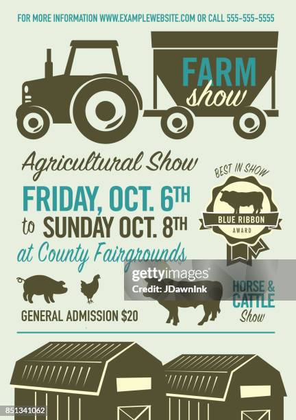 farm and agricultural show poster design template - livestock show stock illustrations