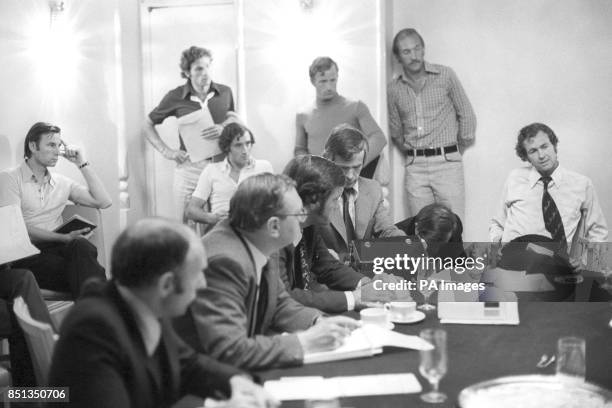 Cliff Drysdale , president of the Association of Tennis Professionals, announces to the press, at the Westbury Hotel, that their members would...