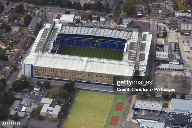 An aerial view of Tottenham Hotspurs Football Club's White Hart Lane ground in London.