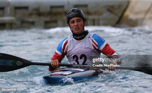 David Patterson of Manchester CC / Manchester CC J18 competes in 2nd Run Kayak Men during the British Canoeing 2017 British Open Slalom Championships...