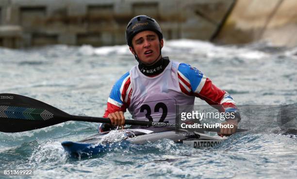 David Patterson of Manchester CC / Manchester CC J18 competes in 2nd Run Kayak Men during the British Canoeing 2017 British Open Slalom Championships...