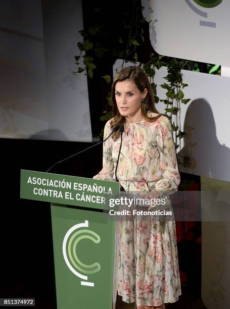 Queen Letizia of Spain attends the 'Cancer Research World Day' event at El Prado Museum on September 22, 2017 in Madrid, Spain.