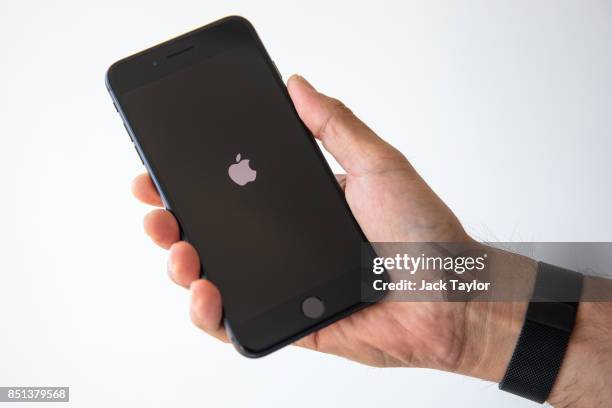 An iPhone 8 plus is held for a photograph on September 22, 2017 in London, England. Apple have today launched their new mobile phone the iPhone 8 and...