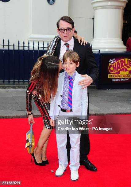 Sarah Jessica Parker, Matthew Broderick and their son James Broderick arriving at the opening night of Charlie and the Chocolate Factory at the...