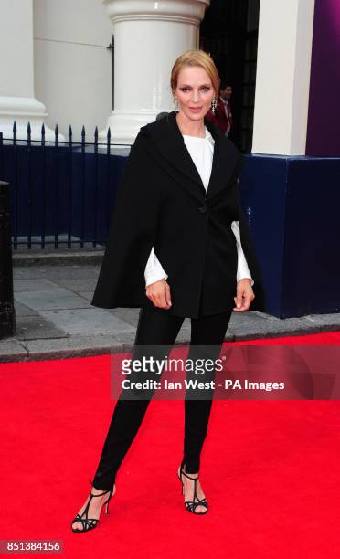 Uma Thurman arriving at the opening night of Charlie and the Chocolate Factory at the Theatre Royal, Drury Lane in London.