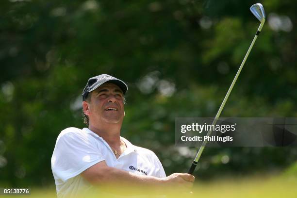 Costantino Rocca of Italy in action during the first round of The Aberdeen Brunei Senior Masters presented by The Stapleford Forum played at The...