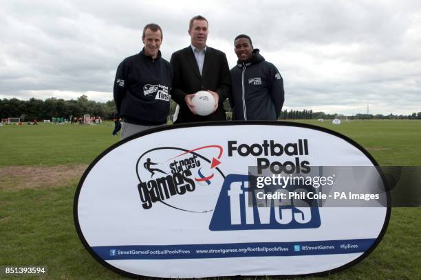 Steve Claridge and Leeds United's Dominic Poleon support StreetGames Football Pools Fives regional finals.