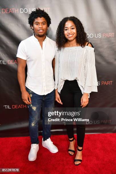 Isaiah John and Racquel Bianca John attend "Til Death Do Us Part" Atlanta Screening at Regal Atlantic Station on September 21, 2017 in Atlanta,...