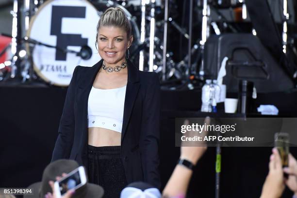 Fergie performs in concert on NBC's 'Today' at Rockefeller Plaza on September 22, 2017 in New York City. / AFP PHOTO / ANGELA WEISS
