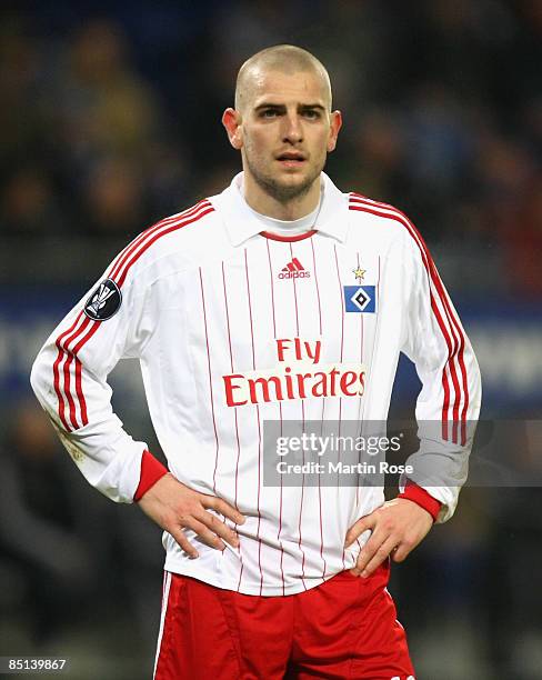 Mladen Petric of Hamburg looks dejected during the UEFA Cup Round of 32 second leg match between Hamburger SV and NEC Nijmegen at the HSH Nordbank...