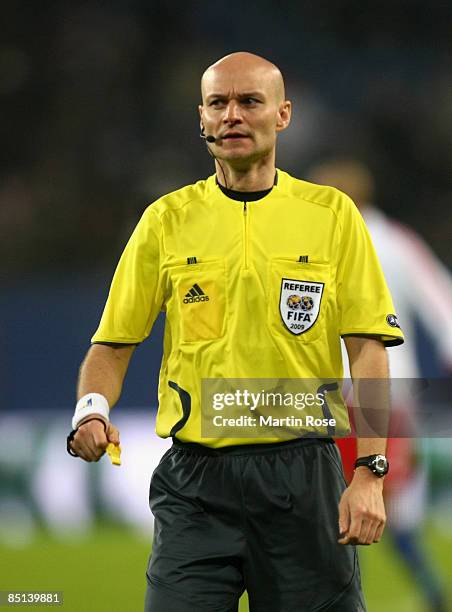 Referee Tony Chapron during the UEFA Cup Round of 32 second leg match between Hamburger SV and NEC Nijmegen at the HSH Nordbank Arena on February 26,...